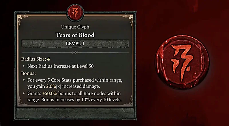 Diablo 4 Glyphe Tears of Blood