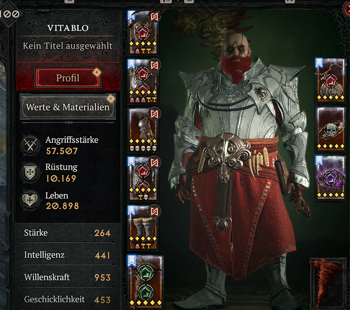 Diablo 4 Gewitter Sturm Druide Charakter Stats