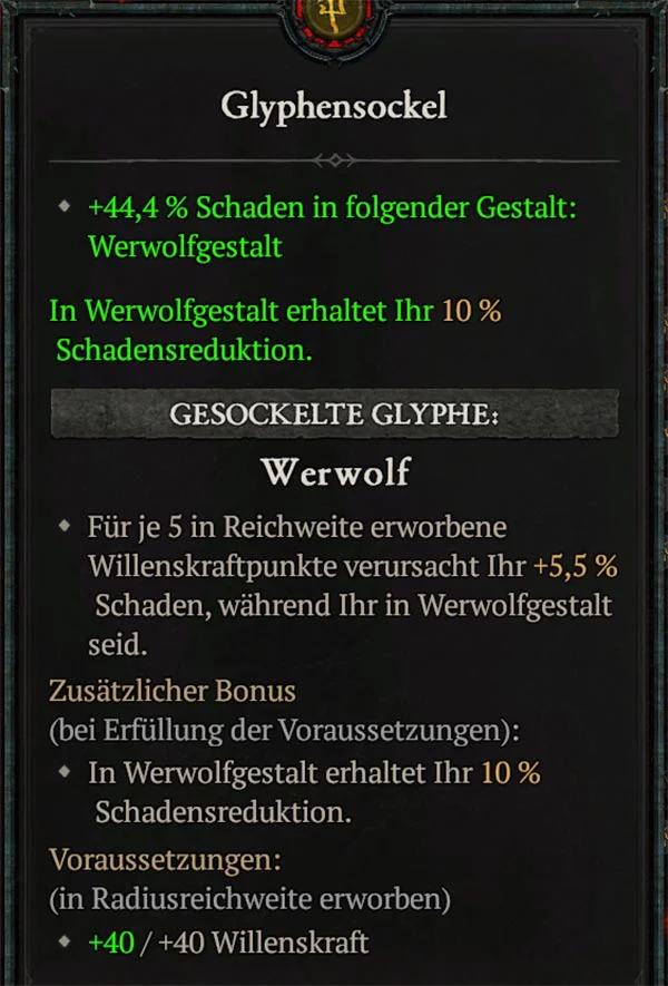 Diablo 4 Glyphe Werwolf