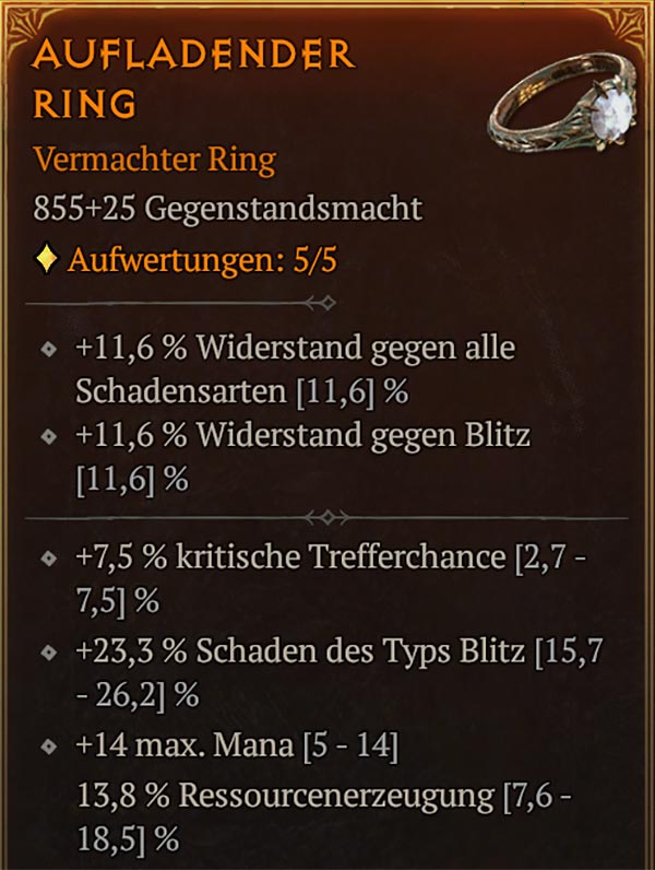 Diablo 4 Kugelblitz Zauberin Ring
